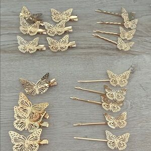 Gold Butterfly Hair Clips